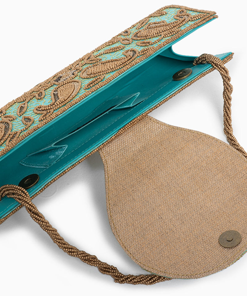 ゴールドが華やかに映える花柄2wayクラッチバッグ