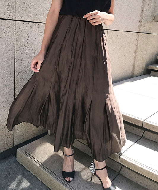 優美に揺れる上品ワッシャーマキシ丈スカート