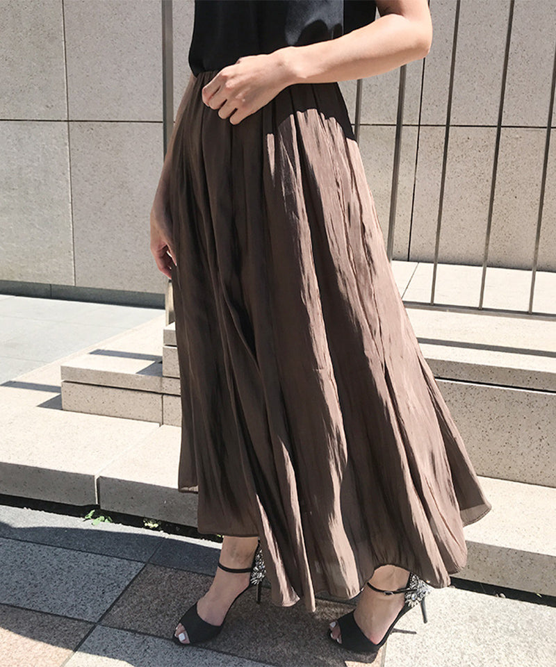 優美に揺れる上品ワッシャーマキシ丈スカート
