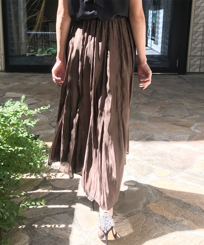 優美に揺れる上品ワッシャーマキシ丈スカート