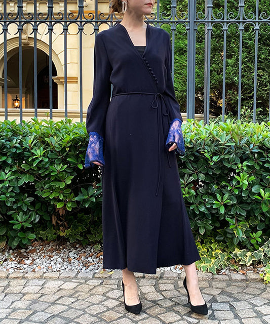美シルエットカシュクールフレアロングドレス