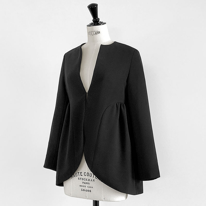 ラウンドカットノーカラージャケット-ドレスレンタル-16avenue