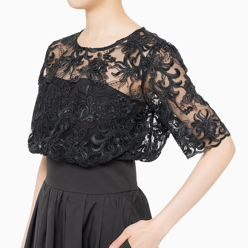 LAGUNAMOON（ラグナムーン）コード刺繍レース切替ワンピースドレス